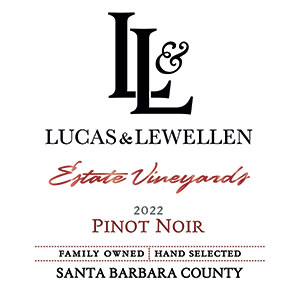 2022 Lucas & Lewellen Pinot Noir front label 2022 Lucas & Lewellen Pinot Noir front label