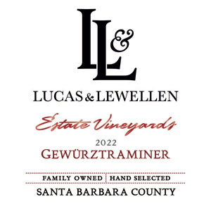 Front label 2022 Lucas & Lewellen Gewurztraminer wine