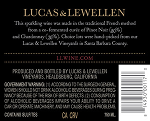 2022 Lucas & Lewellen Sparkling Wine back label