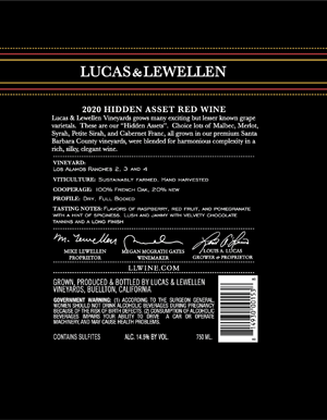 2020 Lucas & Lewellen Hidden Asset back label