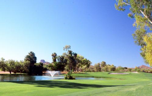 Golf course at Rancho de los Caballeros with Vulture Peak in background Golf course at Rancho de los Caballeros with Vulture Peak in background