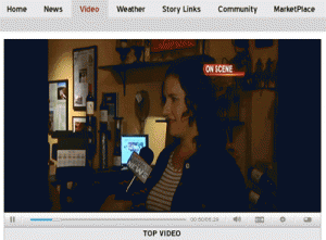 A screenshot of the KCOY interview with Megan McGrath Gates