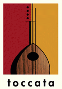 red and yellow mandolin Toccata label