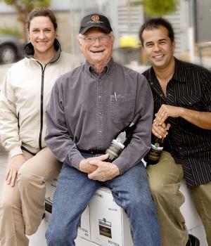 Winemaker Megan McGrath Gates, Royce Lewellen, and author Gabe Saglie
